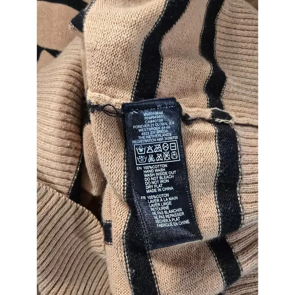 Forever 21 women's brown striped shoulder button detailing tunic sweater medium - Picture 7 of 8